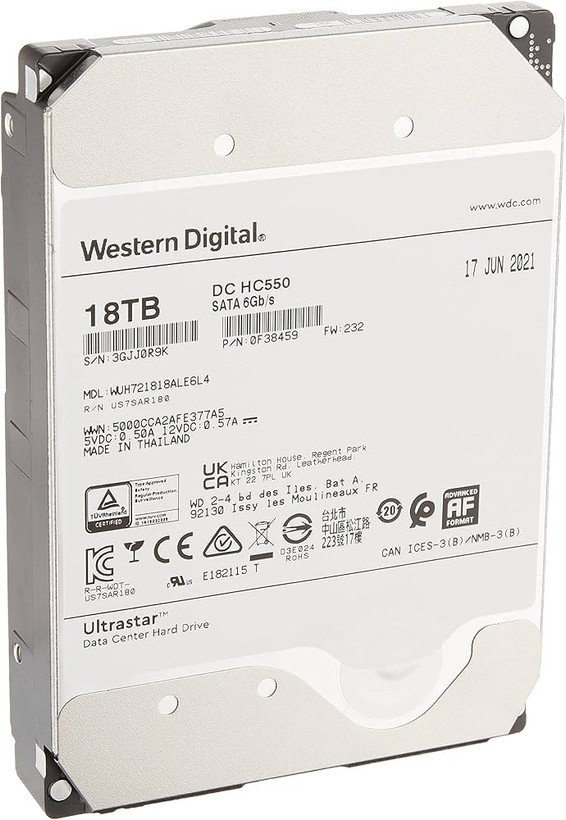 هارددیسک استوک اینترنال وسترن دیجیتال Ultrastar DC HC550 ظرفیت 18 ترابایت
